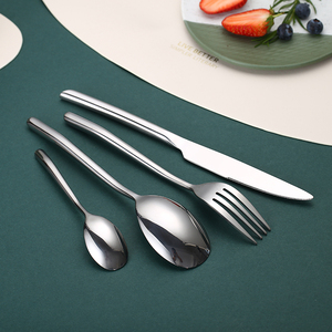 Ensemble de <span class=keywords><strong>vaisselle</strong></span> <span class=keywords><strong>complet</strong></span> de luxe réutilisable en acier inoxydable moderne argenté 18/10 pour restaurants - Product Image 5