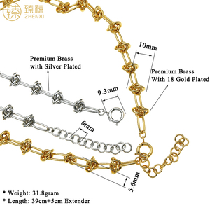 Zhenzxi-<span class=keywords><strong>Cadena</strong></span> de diseño de nudo grueso para <span class=keywords><strong>hombre</strong></span> y mujer, collar de latón amarillo de alta calidad, oro de 18K, resistente al deslustre, gran oferta de <span class=keywords><strong>Amazon</strong></span> - Product Image 2