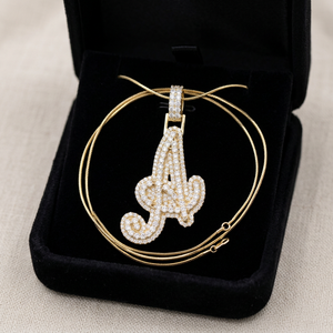 Pendentif en diamant naturel en forme de bulle, or 14 carats, collier personnalisé, bijoux - Product Image 1