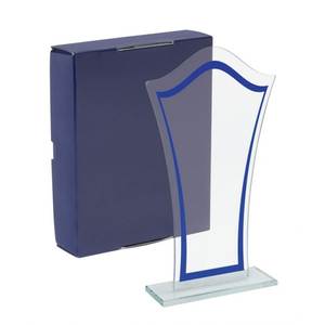Trofeo de Cristal Transparente 110x40x185 mm con Diseño de Borde Azul para Premios y Reconocimientos - Product Image 2