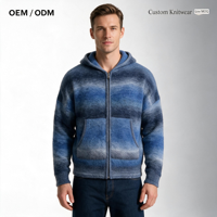 Pull en mohair pour homme, tricoté, à manches longues, rayé, décontracté, hiver, logo personnalisé, anti-rétrécissement, OEM ODM