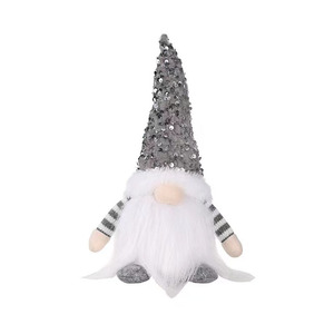 Nuova decorazione natalizia con paillettes natalizie con luci bambola di peluche bambola senza volto incandescente di natale - Product Image 1