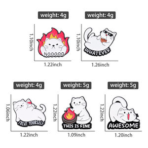 Pin de Esmalte con Diseño de Gato Blanco y Gordito, Divertido Broche de Metal para Solapa, Ideal para Regalo, Venta al por Mayor - Product Image 6