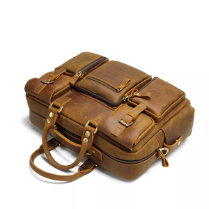 Maletín de Negocios Vintage Impermeable de Cuero Genuino con Múltiples Bolsillos, Bolso de Cuero para Abogados, Bolsos de Mano para Exteriores - Product Image 4