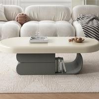 Table basse contemporaine blanche avec étagère de rangement pour salon et maison