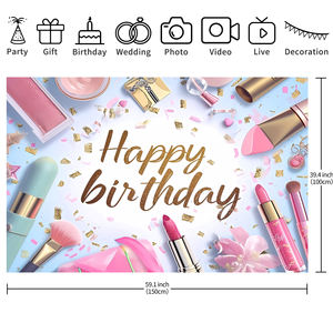 Moda exquisita mujer niñas fiesta decoración <span class=keywords><strong>Banner</strong></span> telones <span class=keywords><strong>de</strong></span> fondo rosa lápiz labial <span class=keywords><strong>maquillaje</strong></span> Feliz cumpleaños telones <span class=keywords><strong>de</strong></span> fondo - Product Image 5