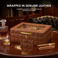 Humidor de Cigarros JH Premium de Cuero Lacado de Doble Capa, Gran Capacidad, Resistente a la Humedad, con Ventana Transparente en la Parte Superior