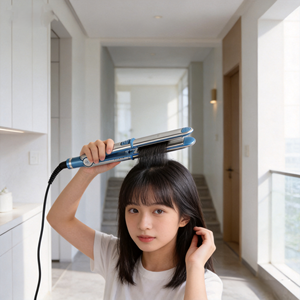 Plancha de Pelo Azul Estrecha con Pantalla LED de Temperatura y Función Voluminizadora - Product Image 1