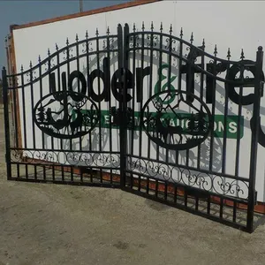 Sustainable North America Heavy Duty Wrought Iron Bi-parting Driveway Gates 20' Iron Fencing Gates