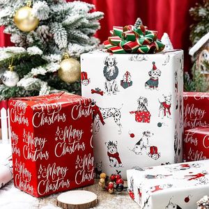 Christmas <b>Wrapping</b> <b>Paper</b> Red and white double-sided <b>wrapping</b> <b>paper</b> Christmas puppy <b>wrapping</b> <b>paper</b> pet <b>wrapping</b> <b>paper</b> - Product Image 1