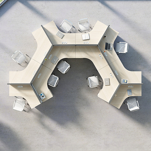 Scrivania da Ufficio Modulare Moderna in Legno, Postazione di Lavoro per <span class=keywords><strong>3</strong></span> Persone con Spazio di Archiviazione - <span class=keywords><strong>Design</strong></span> Durevole - Product Image 4