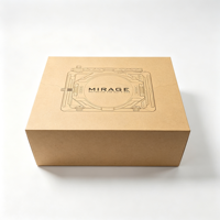 Boîte d'emballage rigide en papier kraft naturel avec logo personnalisé, boîte de luxe à couvercle profond et base pour accessoires électroniques