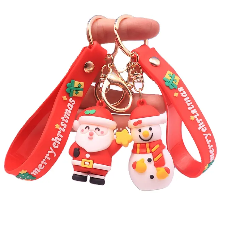 Papai Noel Elk Snowman Árvore De Natal Chaveiro Bonito PVC Cartoon Boneca Chaveiro Ano Novo Decor Xmas Key Ring