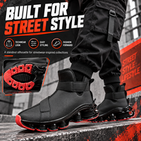 Baskets montantes pour hommes avec semelle à lame en TPU, sangle de cheville, style streetwear robuste, chaussures de sport décontractées