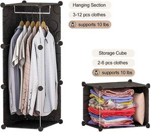 خزانة بلاستيكية ديي منظم خزانة لغرفة النوم وغرفة المعيشة المستشفى تخزين مكعب محمول للعب الملابس قابلة للطي - Product Image 6