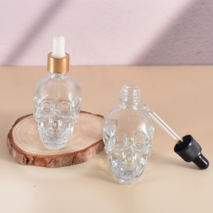 High Quality 50ml 1.5oz Exquisite <strong>Skull</strong> <strong>Glass</strong> <strong>Bottle</strong> With Gold Sliver Dropper for Personal Care - Product Image 4