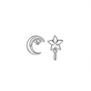 Orecchini a perno E730 in oro bianco con zirconi per donna, gioielli alla moda, regalo, in lega metallica, taglio brillante rotondo, montatura a griffe - Product Image 1
