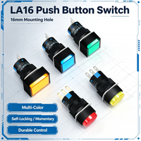 Interrupteur à bouton-poussoir LED 16 mm LA16, à verrouillage automatique, rouge, vert, bleu, jaune, blanc, panneau de commande industriel