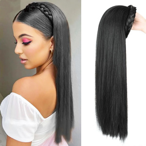 Diadema de Pelo Trenzado con Diseño de Espina de Pescado, Transparente, para Mujer, Estilo Europeo y Estadounidense, Fibra Química, Larga y Rizada, Estilo Coreano - Product Image 3