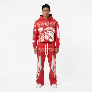 Ensemble de survêtement personnalisé en molleton de coton épais 360 GSM pour homme, coupe-vent, éco-responsable, avec ourlet brut, style streetwear, vente en gros - Product Image 5