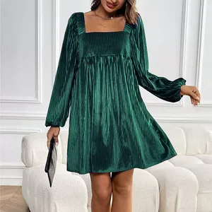<span class=keywords><strong>Abito</strong></span> da Festa in <span class=keywords><strong>Velluto</strong></span> per Donne, Vestibilità Ampia, Manica Corta, Collo Tondo, Disponibile in <span class=keywords><strong>Bordeaux</strong></span>, Verde Scuro e Marrone, Vendita all'Ingrosso con MOQ Basso - Product Image 3