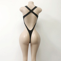Lingerie de spectacle une pièce sexy pour femmes, justaucorps de danse en nylon avec boucle argentée, tenues de strip-teaseuse