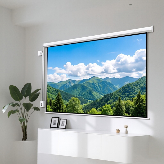 100inch 16:10 4K 8K Ultra HD Motorized Projection Screen Anti-Wrinkle Black Backed Automatic Retraction for Luxury Villas