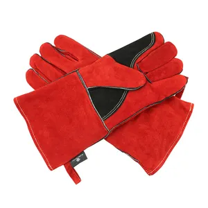 新款促销热风长牛皮手套铸造工作保护防止熔融金属飞溅防护手套
