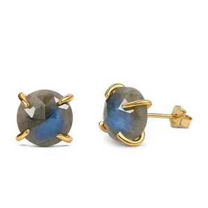 Trending products 2020 new arrivals 925 sterling silver claw natural labradorite gemstone stud earrings for women