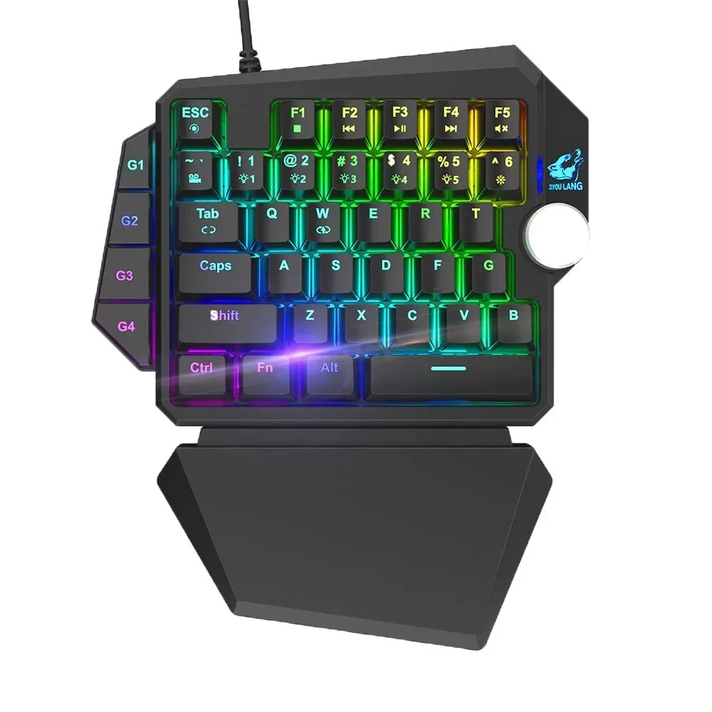 K5 con una sola mano tastiera meccanica da gioco RGB manopola multimediale ergonomica removibile poggiatesta da polso per Computer portatile Xbox PS4