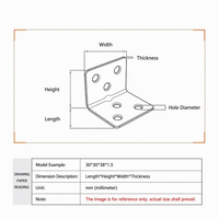 Équerre d'angle en acier inoxydable 304 à 90 degrés, haute résistance, 6 trous, en forme de L, pour meubles en bois et étagères