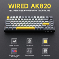 Clavier de jeu mécanique filaire Ajazz AK820 RGB, disposition 75 %, avec USB-C programmable et anti-ghosting