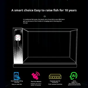 Akuarium Kaca Ultra-putih Ramah Lingkungan, Senyap, untuk Rumah, Meja, Ruang Tamu, Kantor, dengan AI Cerdas, Desain Terbuka, dan Ukuran Kecil. - Product Image 4