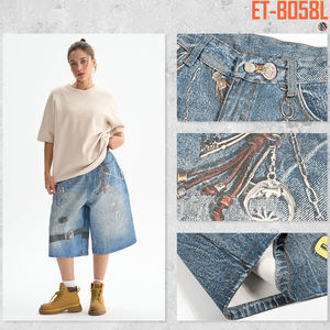 Fabricantes chinos Casual 100% algodón Streetwear Imprimir Baggy Straight Men Denim Shorts Jeans Shorts - Product Image 3