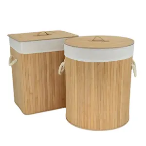 带盖子的洗衣篮储物箱脏衣服分类竹子洗衣储物篮折叠脏衣服