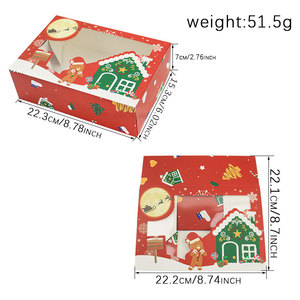 Christmas Themed Rigid Paperboard Gift <b>Boxes</b> with Window Red and Green Design Four-Color Printing Recyclable Rectangle Shape - Product Image 5