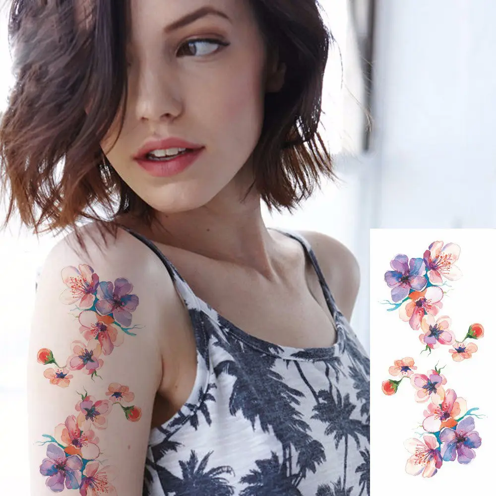 Beliebte 3D Rose Blume Schmetterling Körper Temporäre Körper kunst Benutzer definierte Tattoo Aufkleber