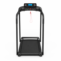 Tapis de marche d'intérieur pour petit appartement et chambre à coucher, moteur silencieux, clé de sécurité, capacité 120 kg, longue barre d'appui, cardio quotidien à domicile