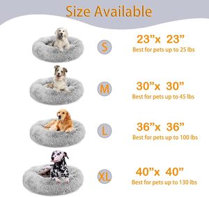 Manufacturer Wholesale Custom 2024 Hot Luxury Faux Fur Plush Fluffy Solid Fiber Large Donut Dog <b>Bed</b> Round Washable Sustainable - Product Image 4