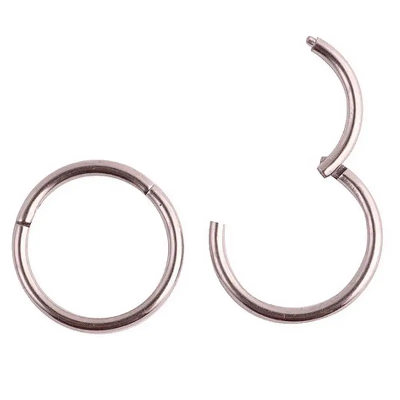 Fashion body jewelry 14g seamless stainless steel hinged segment clicker nose ring