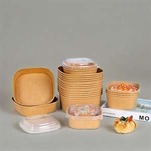 Boîte à lunch jetable bon marché Contenants alimentaires en papier biodégradable micro-ondable à emporter - Product Image 3