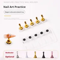 Nouveau support multifonctionnel de présentation pour nail art, style japonais, électroplaqué, en forme de plateau de jeu d'échecs, avec base longue en acrylique pour la pratique