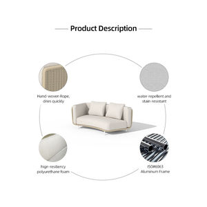 Artie Mobilier d'extérieur Canapé moderne Causeuse <span class=keywords><strong>de</strong></span> patio Mobilier d'extérieur Canapé en aluminium et en corde Mobilier <span class=keywords><strong>de</strong></span> jardin - Product Image 4