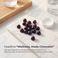 OEM ODM AegleWell Gummies à l'huile de graines noires avec vitamines D et E, supplément d'huile de cumin noir pressée à froid pour la santé immunitaire et cutanée