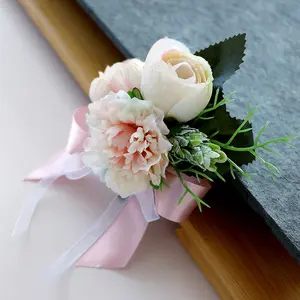 Искусственные Шелковые булавки в виде чайной розы для вечеринки, свадьбы, подружки невесты, корсажа, брошь, цветочный корсажный браслет, цветы на запястье