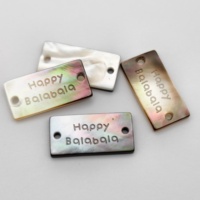 Bouton de vêtement rectangulaire en nacre naturelle, écologique, à coudre, avec logo gravé, style mode, pour bijoux et étiquettes