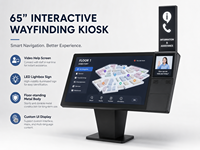Kiosque d'information commercial à écran tactile de 65 pouces avec écran d'assistance vidéo, panneau d'information LED et support métallique
