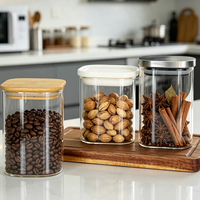 Ensemble de pots à condiments en verre borosilicate transparents carrés avec joint hermétique pour la vente en gros d'articles de cuisine
