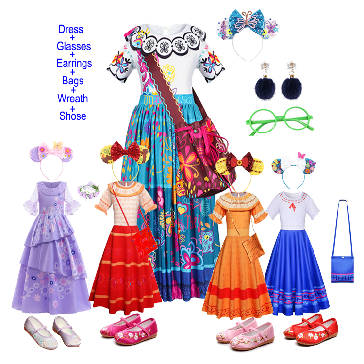 Костюмы на Хэллоуин для девочек, косплей, Мирабель Изабелл, детская одежда принцессы, детское платье на день рождения, карнавал, вечеринку