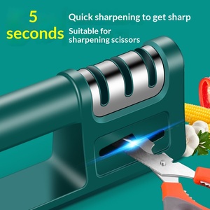 Hot Sale 4 in 1 Kitchen Knife Accessories 3 Stage Knife Sharpener Stainless Steel Portable Handle Knife Sharpener for Chef - Product Image 1